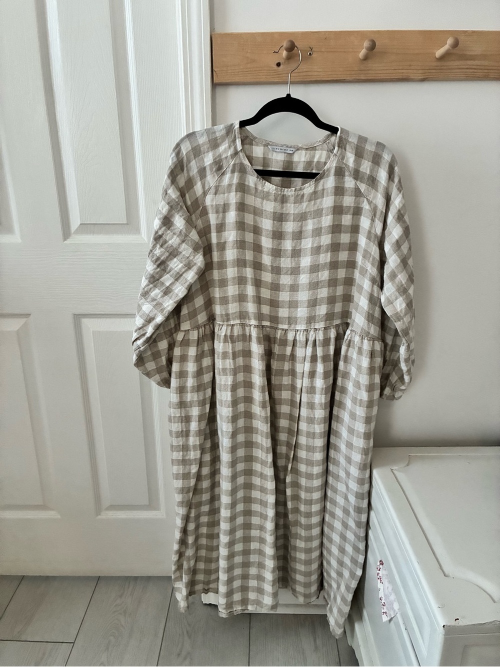 Gingham Linenfox Gray and White midi dress